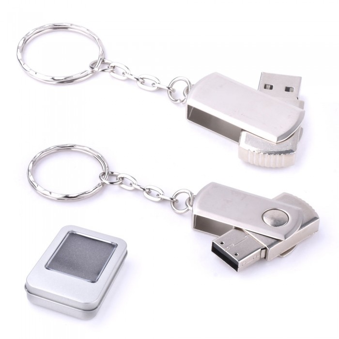 Döner Kapaklı Metal Anahtarlık USB Bellek Flash Disc